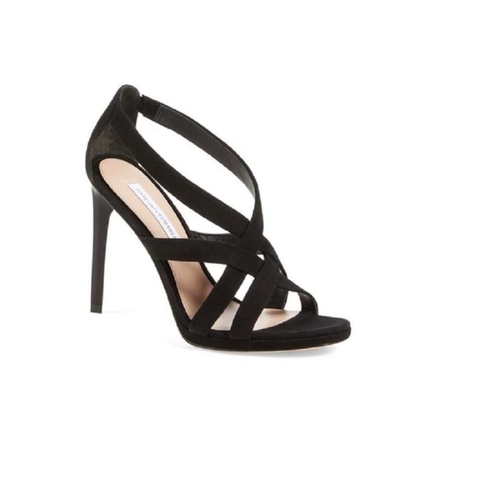 Diane von Furstenberg Black Suede Siracusa Sandals